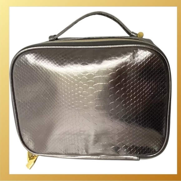 Estee Lauder Metallic Bronze Croc Cosmetic Makeup Travel Case - Picture 1 of 7